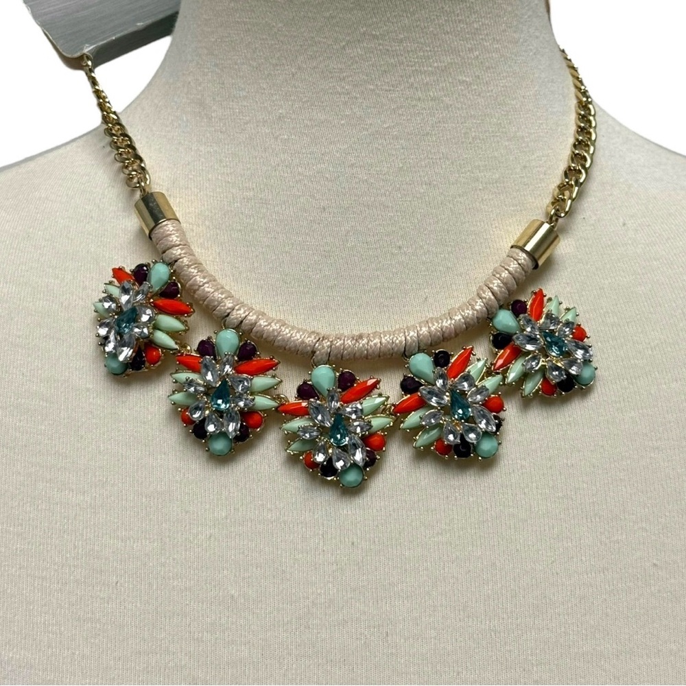 Target Statement Floral Cluster Necklace in Coral, Mint & Gold